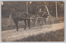 Postcard Horse & Buggy & Man RPPC Real Photo Unposted Unused Divided Back Vtg picture