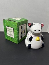 Vintage Giftco Ceramic Country Cow Candy Jar 8066 Boxed Holstein Farmhouse Decor picture
