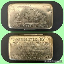 Antique c1880s G.W. Gail & Ax Tobacco Works Sample Snuff Tin - Baltimore,Md picture