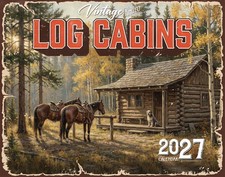 2027 Vintage Log Cabins Wall Calendar – 16-Month Artwork (FREE SHIPPING) picture