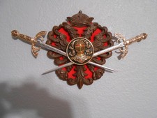 vintage Toledo Spain Coat of Arms Wall Plaque Double-Eagle Knight Crossed Swords picture