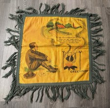 Vintage WWI Pillow Cover Sham Doughboy Campfire Greetings Poem Fringe picture