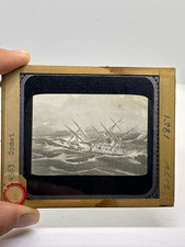 Magic Lantern Glass Slide “Comet” Shipwreck at Sea 1881 Black & White (124) picture