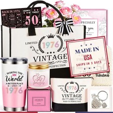 50th Birthday Gifts for Her, Vintage 1976 Happy 50th Birthday Gifts Basket for W picture