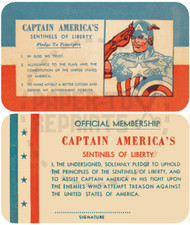 CAPTAIN AMERICA'S SENTINELS OF LIBERTY MEMBERSHIP CARD #1 - VINTAGE REPRINT picture