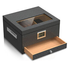Glass Top Cedar Humidor with Front Hygrometer, Humidifier, Divider, and Accessor picture