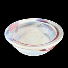 Vintage Studio Art Pottery Dish Bowl Plate Hand Made Signed Blue Purple Glaze picture