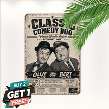 Iconic Comedy Duo Black White Vintage Hollywood Decor Metal Tin Sign 8x12 picture
