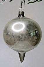 VTG pre WWII Blown Glass Large DROP Christmas Ornament HEIM Silver picture