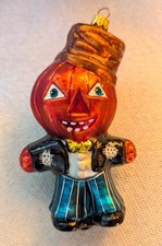 Vtg 1996 Christopher Radko Pumpkin Pete Glass Halloween Christmas Ornament (H4) picture