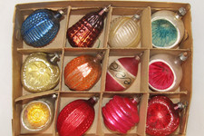 Lot VTG Glass Feather Tree Assorted Indent BALL DROP Christmas Ornaments Germany picture