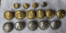 Vintage Antique Ceremonial Dress Fire Department FD Uniform Gold Silver Buttons picture