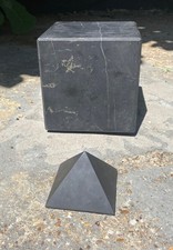 Large Black Shungite Crystal Cube (15cm) & Pyramid (8x6cm) for 4g/5g EMF shield picture