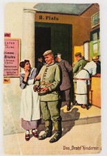 Das Draht Hindernis German WWI Postcard Military Humor The Wire Barrier Soldier picture