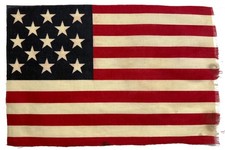 Vintage 13 Star American Parade Flag Folk Art Primitive VTG early old mid 1900s picture