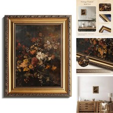 uniro Vintage Gold Framed Wall Art Moody Dark Autumn Floral 9x12Inch picture
