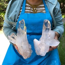 2pcs 5.67 LB Natural Clear Quartz Cluster Crystal Mineral Heals Specimen 6365 picture