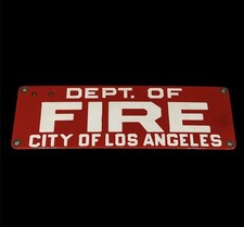 RARE Original LAFD Los Angeles Fire Dept Porcelain Enamel Apparatus Plate picture