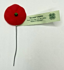 Vintage Buddy Poppy “Wear it Proudly” U.S. Veterans of Foreign Wars Green Tag picture