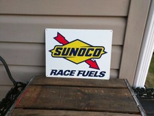 Sunoco race fuels oil gasoline repro advertising sign garage Shop 9x12 50076 picture