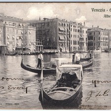c1910s Venice Italy Postcard Canal Grande Gondolas Hotel Milan Palaces A371 picture