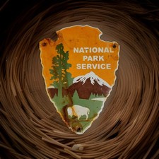 Vintage National Park Service Porcelain Sign Camping Hunting US Forestry Service picture