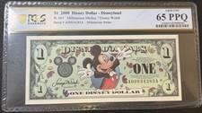 2000 $1 Disney World Millennium Dollar - PCGS 65 PPQ Gem Uncirculated Mickey picture