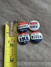 Vintage Political Campaign Button Lot Roosevelt Ike Nixon Agnew Pinbacks 1” picture