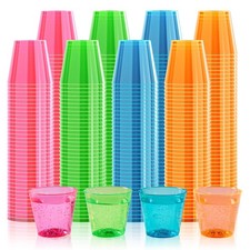 300Pack 1 Oz Plastic Shot Glasses Set, Neon Party Mini Glasses picture
