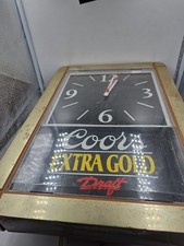 Vintage Coors Extra Gold Draft Wall Sign Clock Battery Operated, 17x12, 1980's picture