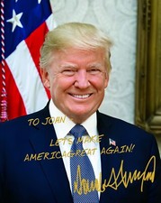 PERSONALIZED PRESIDENT DONALD TRUMP MESSAGE GOLD AUTOGRAPH 8X10 CUSTOM PHOTO picture