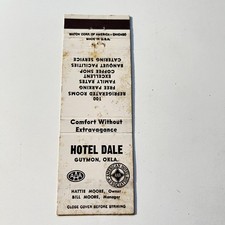 Hotel Dale Hattie Moore Guymon OK Vintage Matchbook Cover 4MB106-3 picture