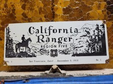 VINTAGE CALIFORNIA RANGER PORCELAIN SIGN COMMEMORATIVE US FOREST SERVICE PLAQUE picture