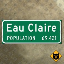 Eau Claire Wisconsin city limits highway road sign 2017 marker boundary 27x11 picture