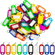 100 Pack Plastic Key Tags, Flexible Key Labels with Split Ring Label Window, Key picture