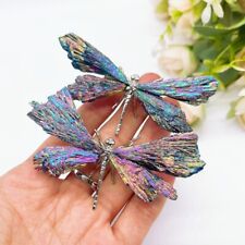 2PCS Natural Colorful Kyanite Silver Dragonfly Crystal Stone Butterfly Figurine picture