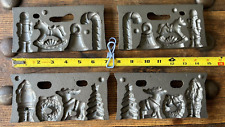 2 John Wright Cast Iron Christmas Candy Mold Complete 7 lb 4 oz. picture