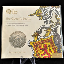 The Queens Beasts Unicorn of Scotland 2017 UK 5 Pounds Brilliant Uncirculated picture