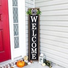 comurdyo Outdoor Welcome Sign for Front Porch Standing 45X9 Wood Black picture