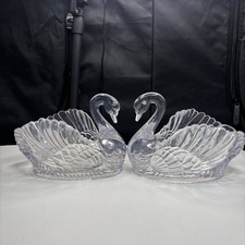 2 Vtg Regaline Clear Swan Planter #432 MCM Retro Large Grandma Core Acrylic picture