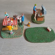 ​Lemax Village Lot Picnic Table Family Figures & Barbecue Grill BBQ Summer picture