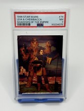 1996 TOPPS STAR WARS SHADOWS OF THE EMPIRE #74 LEIA & CHEWBACCA FOIL PSA 7 NM picture