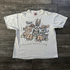 VTG 90s DISNEY DISNEYLAND SPLASH MOUNTAIN RIDE PROMO GRAY T-SHIRT L/XL GRIP BAR picture
