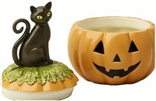 Lenox Haunted Halloween Black Cat Pumpkin Covered Jack-O'-Lantern NEW IN BOX picture