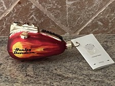 Vintage 1998 Christopher Radko Harley Davison Gas Tank Glass Ornament Flame NWT picture