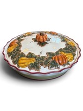 Style-Eyes by Baum Bros Pie Dish Pumpkin Gourd Covered Fall Thanksgiving 11” picture