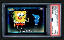 2025 Topps Chrome Sapphire Spongebob Shiny Bubble Black Refractor /10 PSA 9 picture