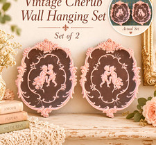 Vintage Cherub Wall Hanging Set of 2, Rococo Wall Plaques, Shabby Chic picture