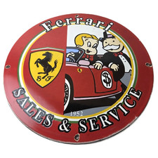 Vintage Ferrari Sign - Monopoly Richie Rich Porcelain Sign picture