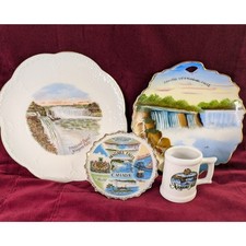 Vintage Niagara Falls Souvenir Lot - 4pc Antique Carlsbad Austria Plate & Mug picture